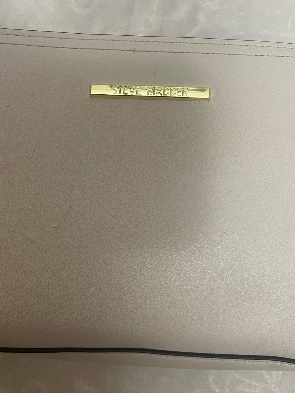 Steve Madden Taupe Shoulder Tote with Gold Logo